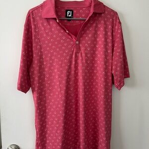 FootJoy Pink Polo Shirt with Geometric Pattern